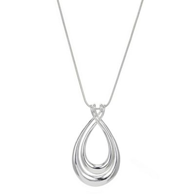 Silver double peardrop twist necklace